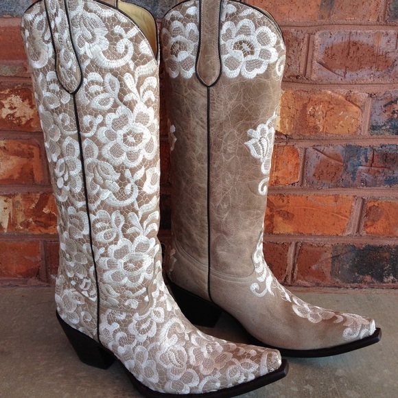 Corral Shoes - NEW Corral Bone Tall Lace Embroidered Boots